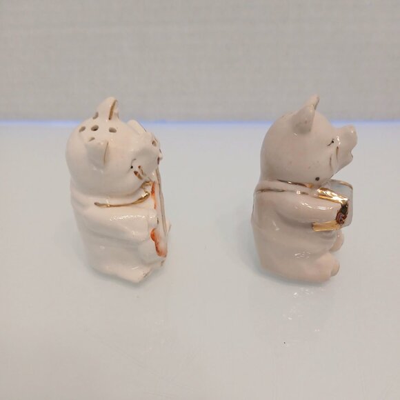 Vintage Novelty Pigs Playing Guitar & Accordion Salt Pepper Shaker Set Rare - Picture 6 of 7